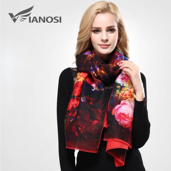 

scarves [vianosi] est design bandana printing winter scarf women shawls thicken warm wool brand woman wrap vd070, Blue;gray
