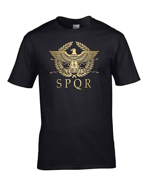 

2019 new summer man tee shirt spqr- roman empire metallic gold eagle- historical men's t-shirt from fatcucko funny t-shirt