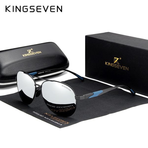 

kingseven brand design aluminum men's sunglasses polarized high definition lens driving mirror sun glasses women gafas de sol, White;black