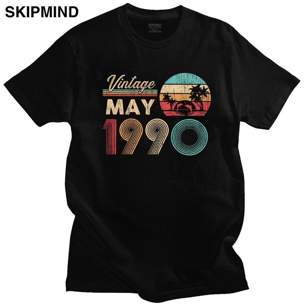 

cool mens vintage since may 1990 30th birthday t-shirt short sleeves leisure cotton t shirt 30 years old tee gift clothes
