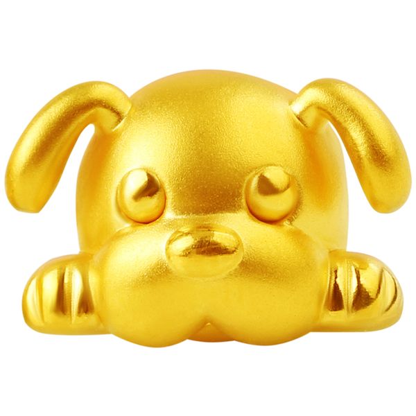 

solid 24k yellow gold bracelet 3d 999 gold dog bracelet 1.39g, Black