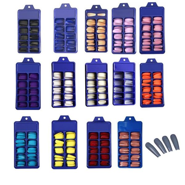 

candy color full cover false nail tips coffin t trapezoidal false nails diy beauty tools uv gel manicure, Red;gold