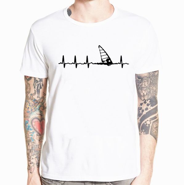 

футболки мода лето новый мужчины модальные t-shirt виндсерфинг heartbeat t stylisches t-shirt3d печать tee streetwear смешные футболки
