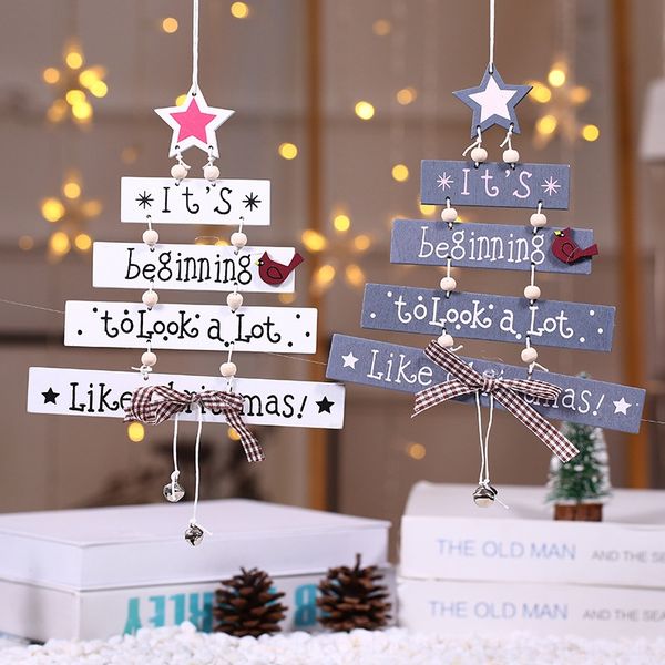 

new wooden tree christmas door hanging pendant chime wind chimedecorative wind chime letter card pendant christmas bell hanging xizry