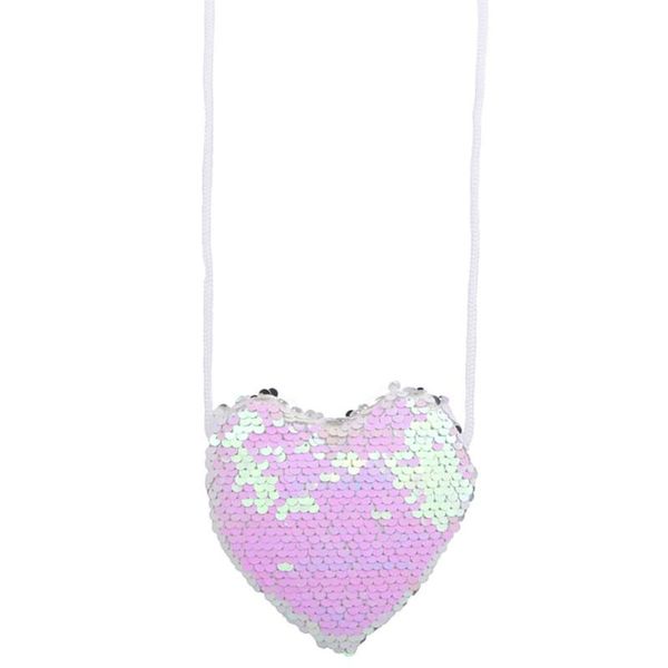 

fashion with lanyard party zipper children portable sequins mini cute messenger bag coin purse key gift birthday love heart, White