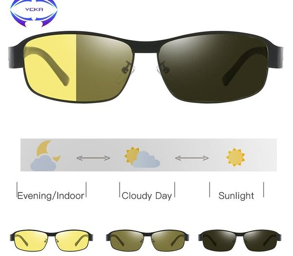 

vcka pchromic sunglasses polarized men driving square color change matte sun glasses women classic night vision eyewear, White;black