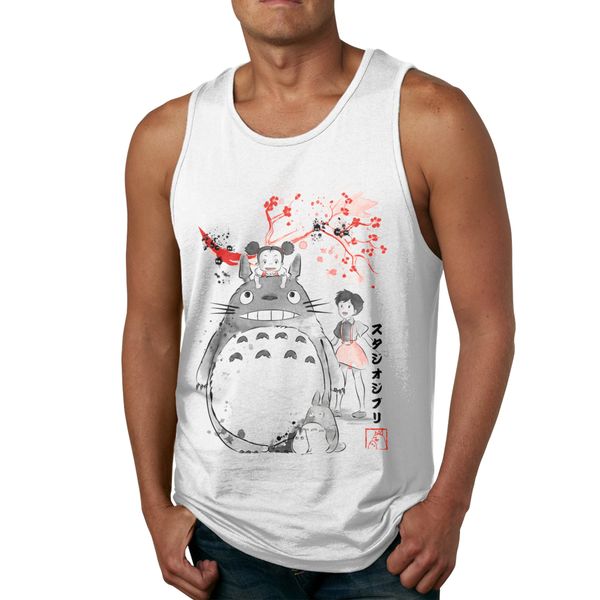

cartoon my neighbor totoro quality cotton sleeveless tank retro round collar sleeveless shirt