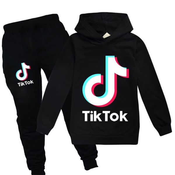 

teen kids tiktok clothes set boys girls hoodies and jogger pants 2 pcs suits tik tok tracksuit outfits children 3-14 years, White