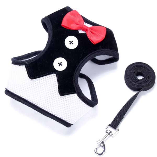 

promotion dog vest pet dog harness leash set for small medium dogs bow tie formal dress plaid puppy harness chest strap s yards