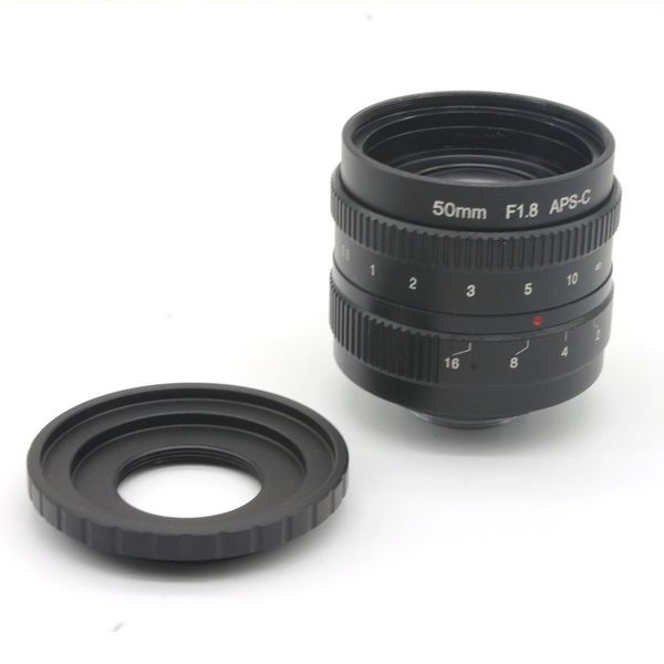 

50mm f1.8 c mount cctv lens aps-c sensor camera lenses with c-n1 adapter ring for nikon1:v1,j1,v2,j2