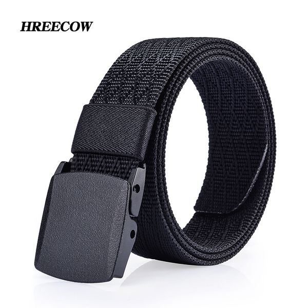 

new men's canvas belt no metal anti allergy tactics woven belt canvas boys students casual pants belts breathable for jeans, Black;brown