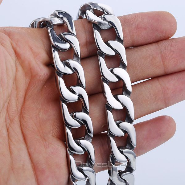 

13mm heavy mens chain smooth cut curb gold color silver color 316l stainless steel necklace jewelry lhn89