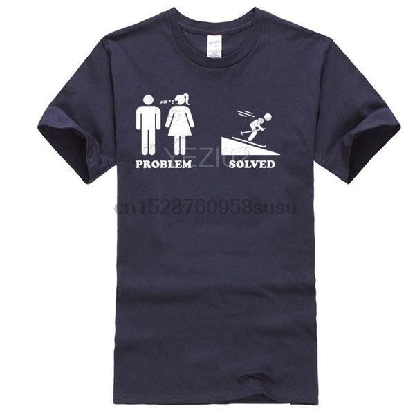 

problem solved skiing mens powder monkeez t-shirt tee birthday gift ski skier