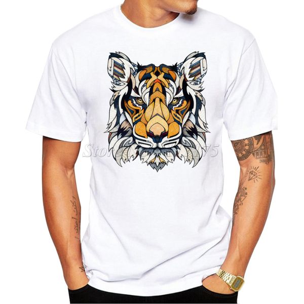 

2019 men's tige animal poker design t shirt male fashion cool hipster printed summer tees
