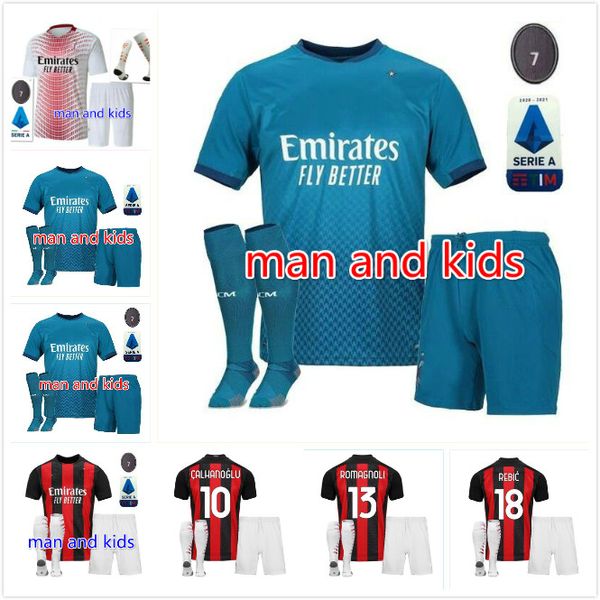 

для взрослых мальчиков ac 2020 2021 милана ибрагимович трикотажные изделия футбола набор 20 21 piatek paquetá тео ребич футбольные рубашки м, Black