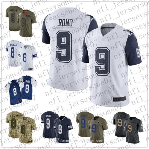 

Custom Mens womens youth dallas cowboys 8 Troy Aikman 9 Tony Romo blue Football 100th Season Vapor Limited Jersey