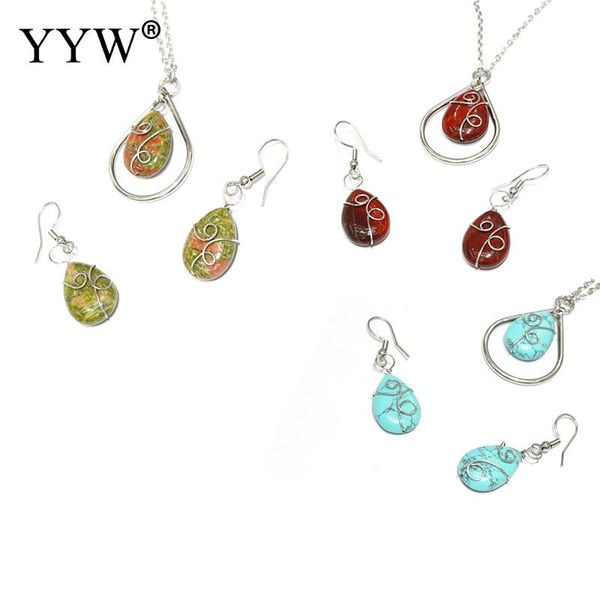 

brass jewelry set earring pendant drop shape earring pendant fashion all-match for women dialy wear or matching, Silver