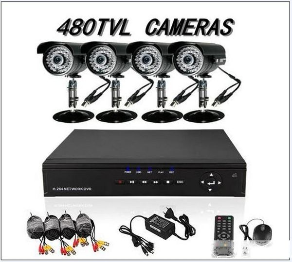 

4 ch cctv security cameras dvr system 4ch kit for diy cctv systems outdoor & in with 500gb hdd h011