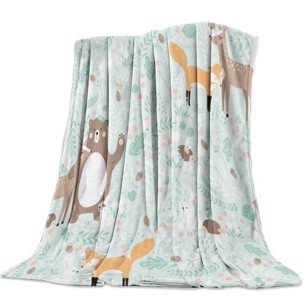 

Kids Throw Blanket Colorful Jungle Animals Themed Decorations Forest Animal Theme