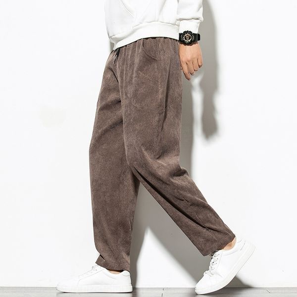 

2020 pantslight core casual pantsautumn new chinese style men's corduroy casual pants loose pants ukx28, Blue