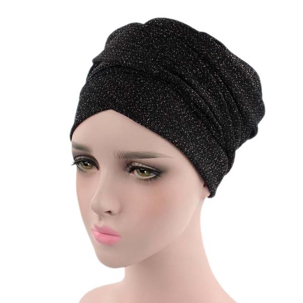 

women india hat muslim ruffle cancer chemo hat beanie scarf turban head wrap cap casual cotton blend comfortable soft material, Blue;gray