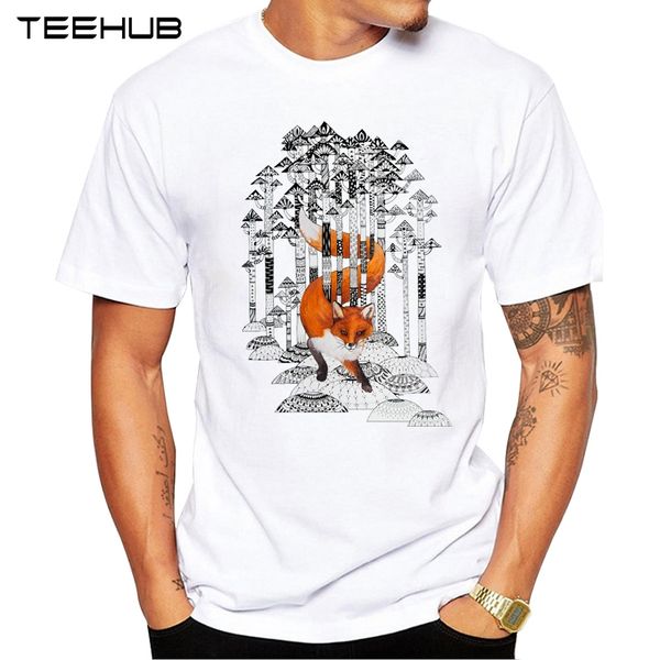 

2019 teehub summer men's fashion winter fox printed t-shirt short sleeve popular design novelty tee