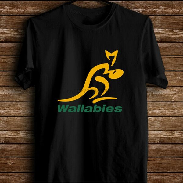 

wallabies rugby logo mens t-shirt black custom print tee shirt