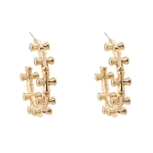 

2020 new ins trendy gold cross leaf leaves geo minimalism hoop earrings korean fashion chic women party jewelry earring, Golden;silver