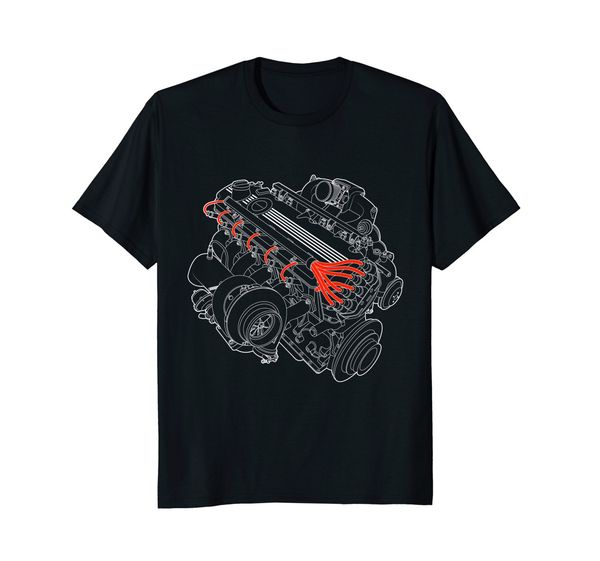 

2019 fashion vintage race turbo inline big 6 engine tee shirt