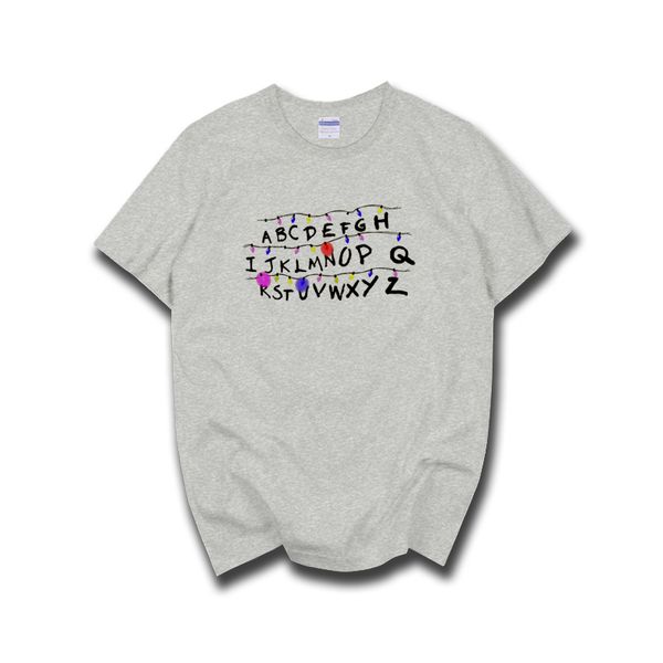 

странные вещи короткого рукав рубашки 100% хлопок американского телесериала странной истории окружающих алфавиты вершина