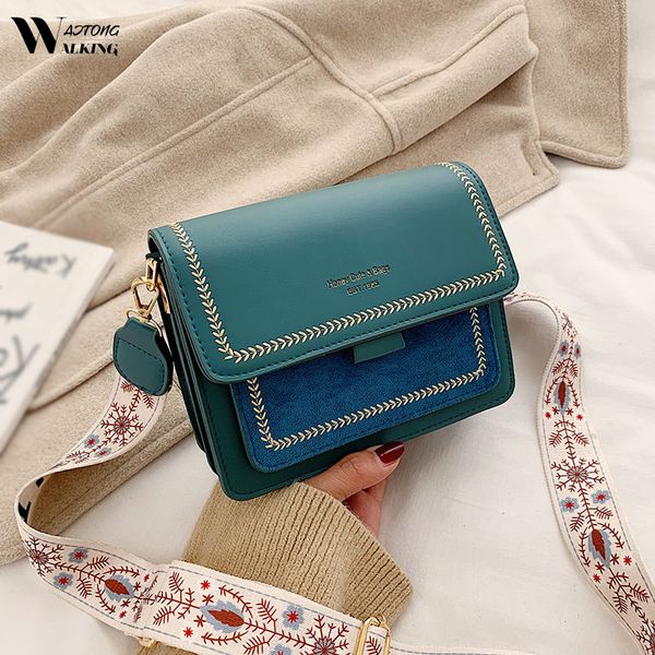 

scrub leather ladies small square bags tote women wide strap shoulder & messenger bag travel purses crossbody bags brand design