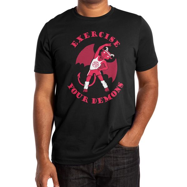

exercise your demons t shirt occult 2020 spooky scary evil funny parody animals nature horror