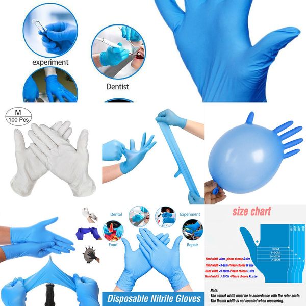 

grade nitrile food gloves 100pcs/lot black blue white waterproof allergy disposable work s 5xxx1