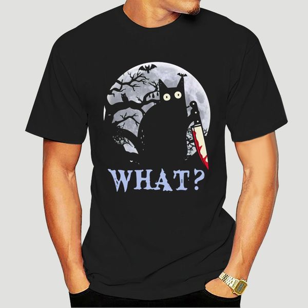 

mens what murderous black cat with knife halloween t shirt size m 3xl-0943a