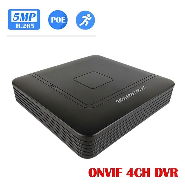 

kits 4ch poe nvr h.265 active 48v video recorder onvif 4 channels security dvr, Black;white