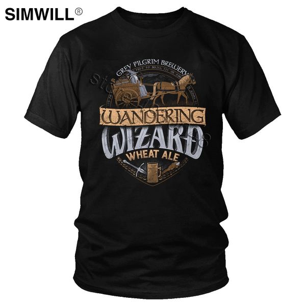 

men wandering wizard wheat ale t shirt streetwear grey pilgrim brewery t-shirt short sleeve pure cotton leisure tee vintage top