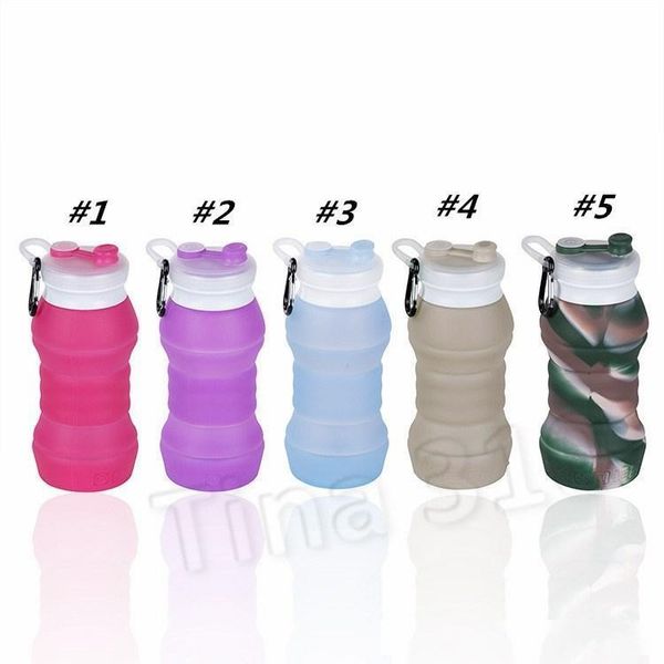 

fashion camouflage outdoor folding bottles silicone collapsible water bottle and children drinkware drinking cupt2i5543