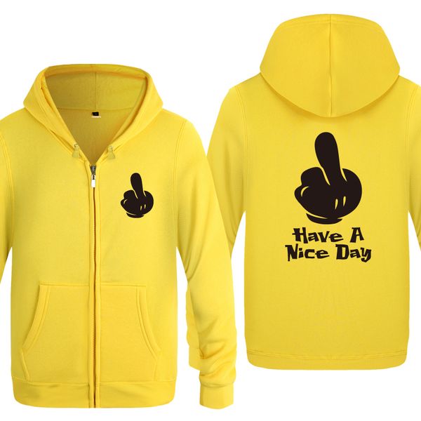 

erect middle finger - have a nice day novelty hoodies men 2018 men's fleece zipper cardigans hooded sweatshirts