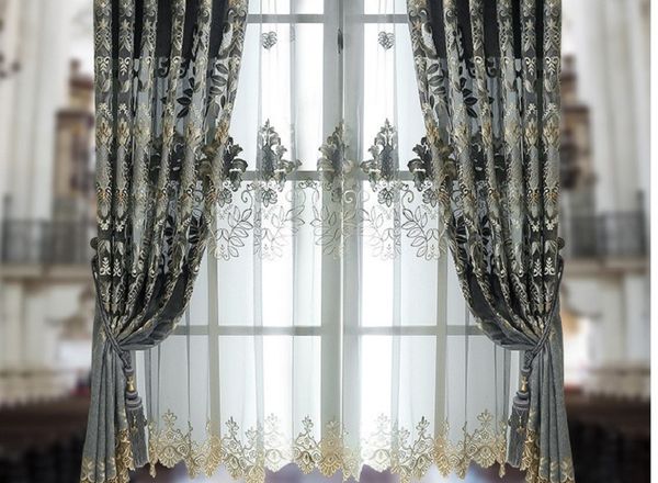 

2020 горячей продажи нового европейского стиля синели вышивка занавес гостиной спальня на заказ занавес экран окно готовой продукции