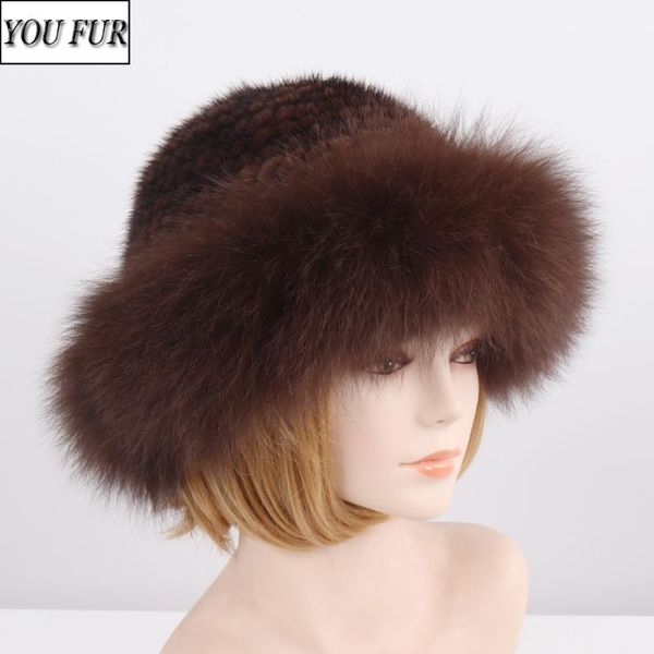 

beanie/skull caps women knitted genuine hats luxury knit real fur cap girls winter warm fluffy 100% natural beanies, Blue;gray