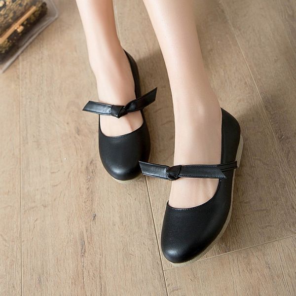 

plus size 11 12 ladies high heels women shoes woman pumps butterfly-knotted single shoes with round heads, Black