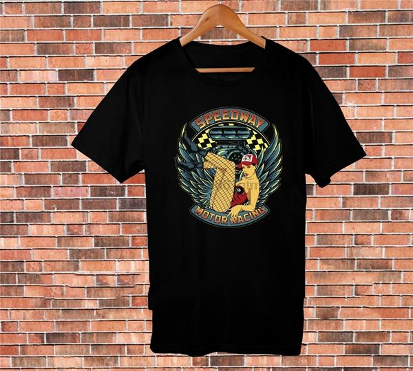 

quality 100% cotton funny classic cool retro t-shirt speedway motor racing outfit tee shirt