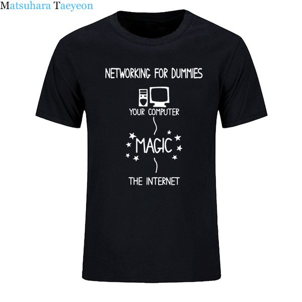 

2019 new t shirts summer networking for dummies t shirt funny geek nerd it computer gift programmer funny men's t-shirt casual