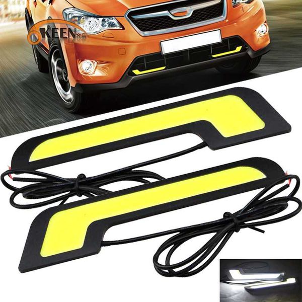 

okeen 2x автомобиль вводя в моду runninng высокая яркость алюминиевого led cob drl дневного света 7 форма белой передней лампы для всех авто