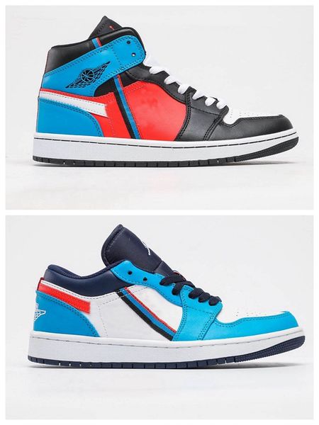 

new basketball shoes jumpman 1 1s 1 low high game time white blue dark blue basketball sneakers trainers size us 5.5-12