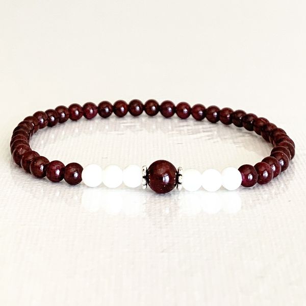 MG0798 4 milímetros Garnet pulseira Moonstone bracelete frisado Womens Mini Gemstone Chakra do Coração cura Dainty Yoga Mala Bracelet