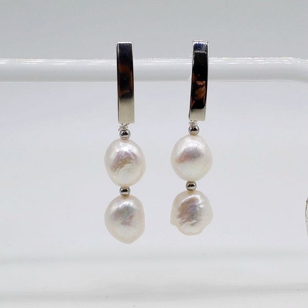 

women's earrings, white pearls, baroque, drop earrings, handmade, women's pearl earrings, Silver