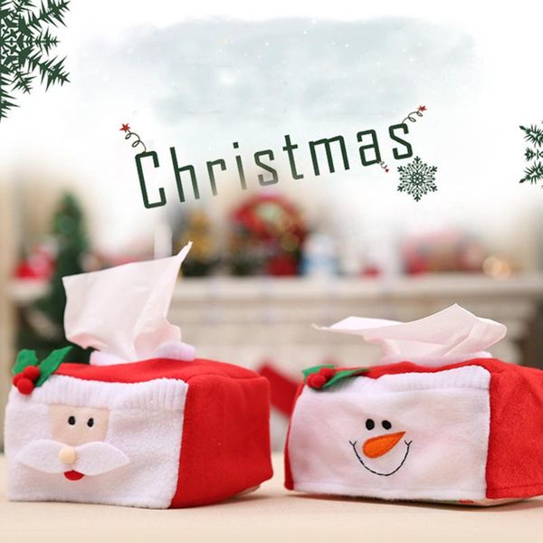 

1pc flannel santa claus christmas tissue box paper holder storage box cover xmas ornament home party table decoration
