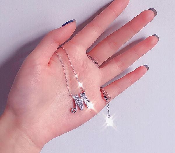 

korean version of the pendant chain necklace fashion 26 letters temperament female jewelry love letter gold-plated diamond88, Silver