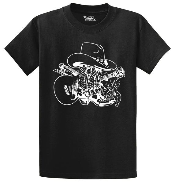 

mens cowboy boots cowboy hat guitar country music graphic t-shirt shirt cartoon t shirt men new fashion tshirt